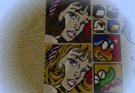 Lichtenstein's Girl Pixel Art Minecraft Project