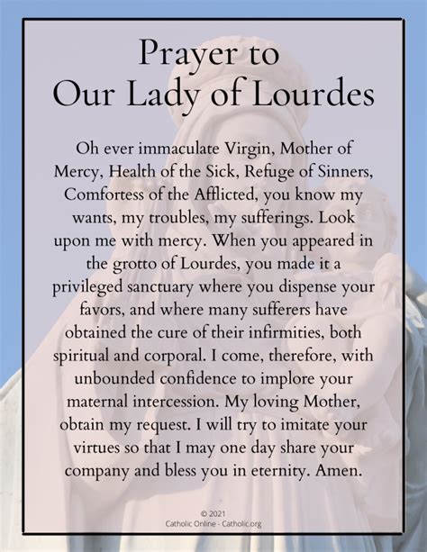 Prayer to Our Lady of Lourdes (FREE PDF) – Catholic Online Learning ...