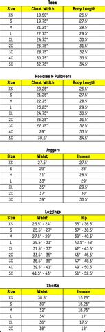 Sizing Chart – CLOAK