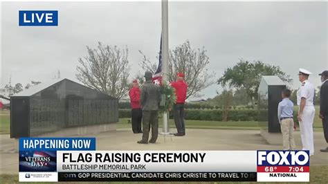 Veterans Day flag raising ceremony at Battleship Memorial Park - YouTube