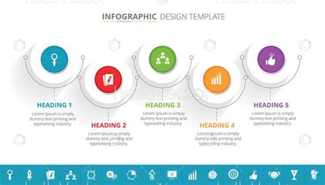 5 steps business process infographic template design with 16 extra ...