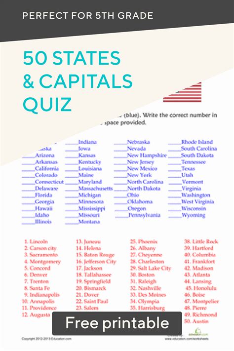 Printable State Capitals Quiz With Answer Key › Athens Mutual Student ...