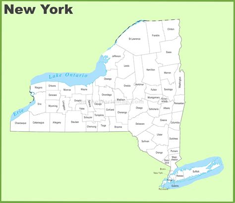 New York county map - Ontheworldmap.com