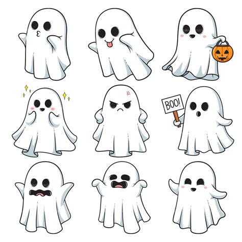 Cute Sheet Ghost Clipart Vector Collection - FriendlyStock