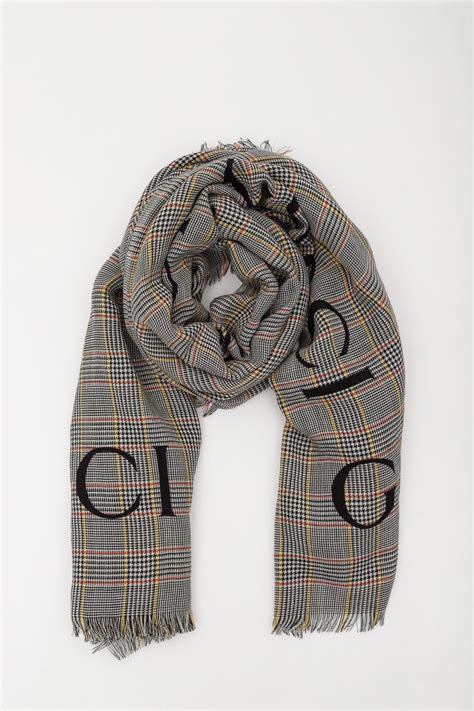 Gucci Check Wool Shawl With Logo in Gray for Men - Lyst