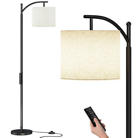 SUNMORY Black Modern Arc Floor Lamp with Remote Control and Stepless ...