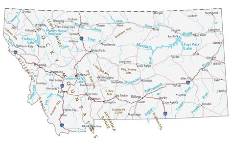 Map of Montana - Cities and Roads - GIS Geography