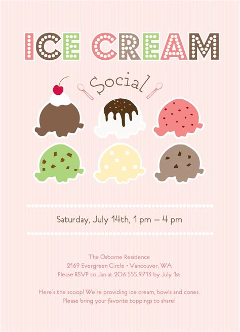 Ice Cream Social Invitation Free Template Ad Custom Design Templates ...