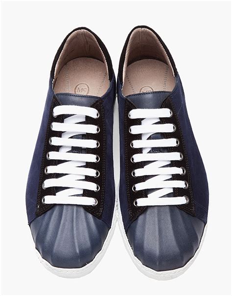 Low-top Shell Toe Leather Sneakers in Tones of Blue | SOLETOPIA