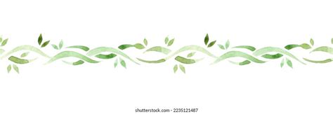 Watercolor Border Green Vine On White Stock Illustration 2235121487 ...