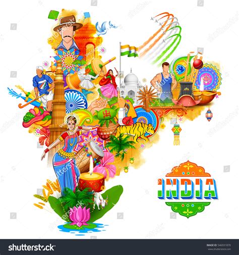 Illustration India Background Showing Incredible Culture Stock Vector ...