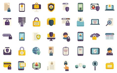 Privacy Policy icons set flat vector. Safety standard 16816965 Vector ...