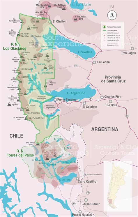 Los Glaciares National Park Map - Southwind Experience