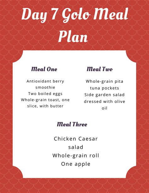 Printable Golo Meal Plan Pdf - Fillable Form 2024