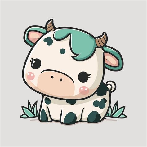 Premium Vector | Cute chibi cow kawaii illustration