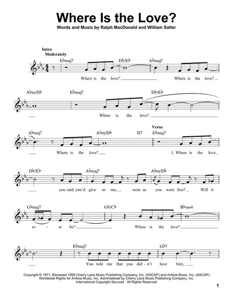 Where Is The Love? by Roberta Flack and Donny Hathaway Sheet Music for ...