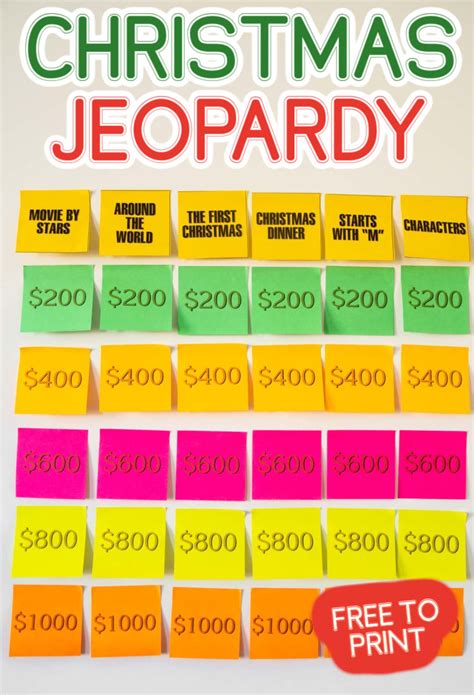 Free Printable Christmas Jeopardy Game | realsimple