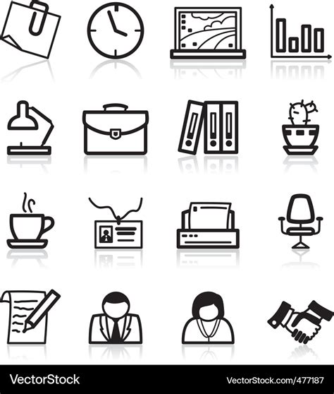 Office icons Royalty Free Vector Image - VectorStock