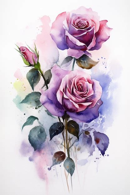 Premium Photo | A watercolor painting of pink roses