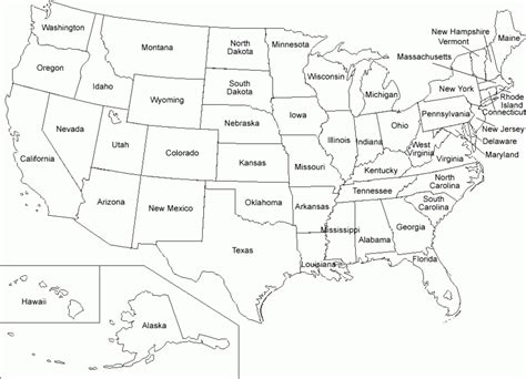 50 States Map Worksheet - Printable Map