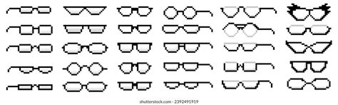 Pixel Art Transparent Glasses Nerd Eyeglasses Stock Vector (Royalty ...