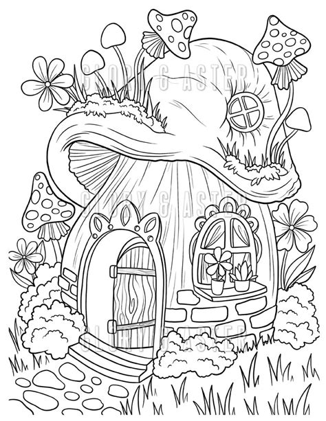 Mushroom Fairy House Coloring Page Coloring Sheets Magic Mushroom ...