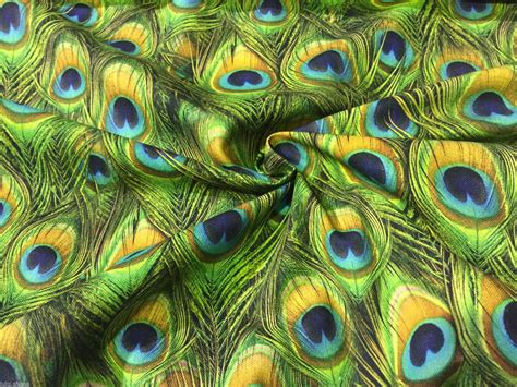 Peacock Feathers Digital Print Fabric Home Decor Upholstery Curtains ...