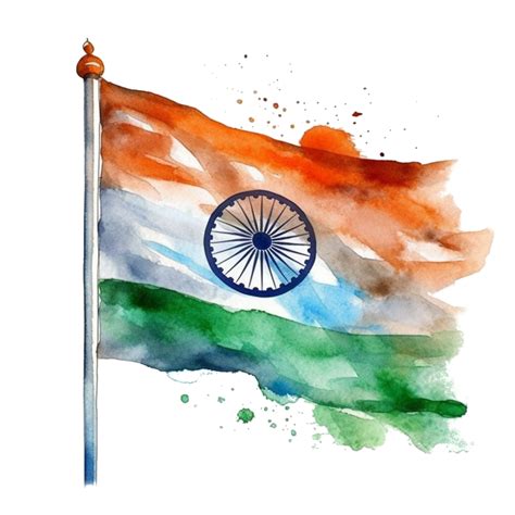 Watercolor indian independence day flag with transparent background ...