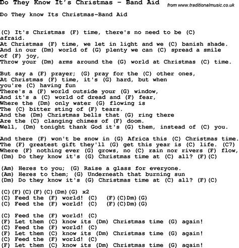 Song Do They Know It’s Christmas by Band Aid, song lyric for vocal ...