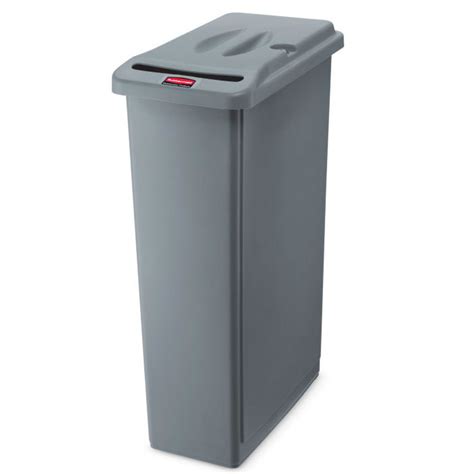 Rubbermaid FG9W1500LGRAY 23-gal Rectangle Slim Trash Can, 20"L x 11"W x ...