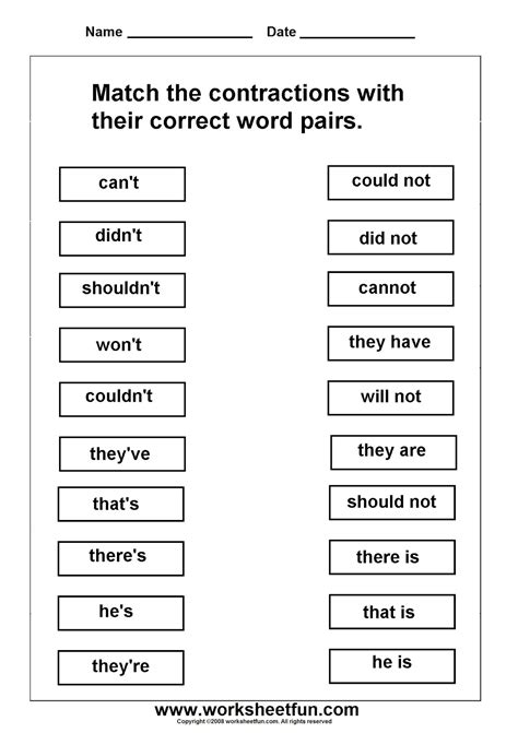 Contractions Exercises For Grade 5