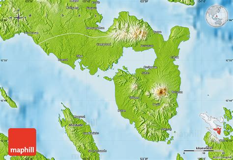 Physical Map of Sorsogon