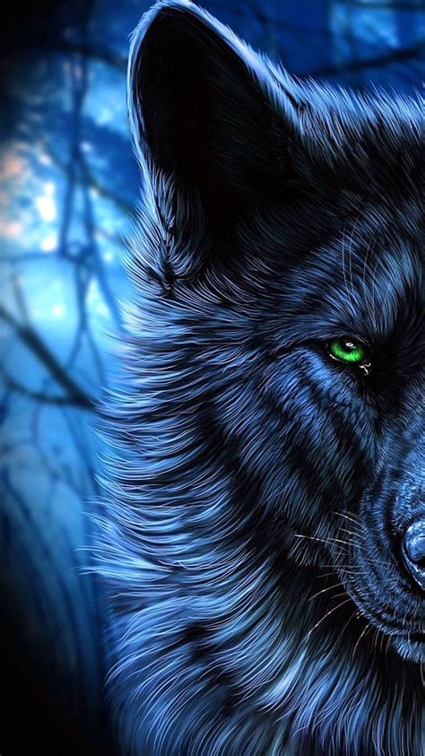 Black Wolf With Blue Eyes Wallpaper