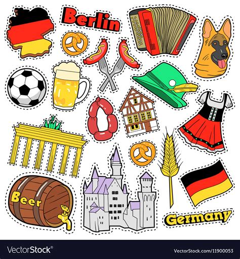 Germany travel scrapbook stickers patches badges Vector Image