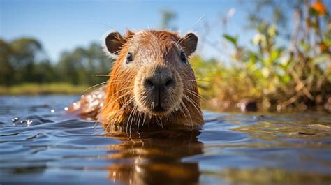 Premium AI Image | Capybara Swimming in Brazil