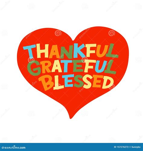 Hand Lettering Thankful, Grateful, Blessed Made on Heart Stock Vector ...