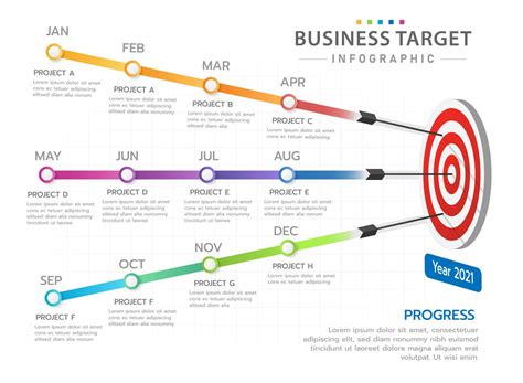 Infographic template for business. Modern Target diagram with project ...