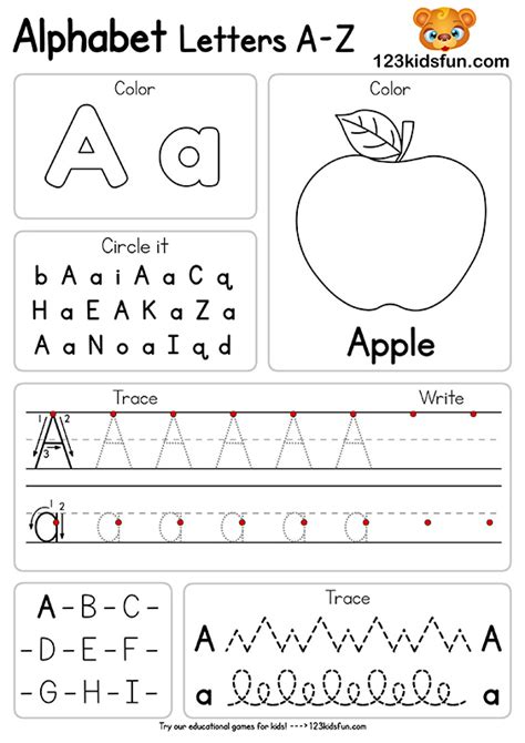 Free Alphabet Practice A-Z Letter Worksheets | 123 Kids Fun Apps