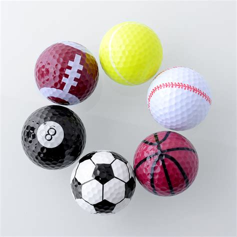 1 Set 6PCs Novelty Assorted Sports Golf Balls Day Present Gift Rubber ...