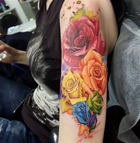 Rainbow Roses Arm Tattoo by Kayley Jayne Warrington: TattooNOW