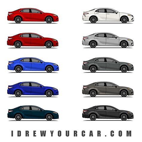 I drew every 2018-2019 Camry color : r/Toyota