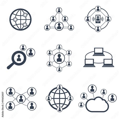 Social network symbols. Vector icons of connection people to network ...