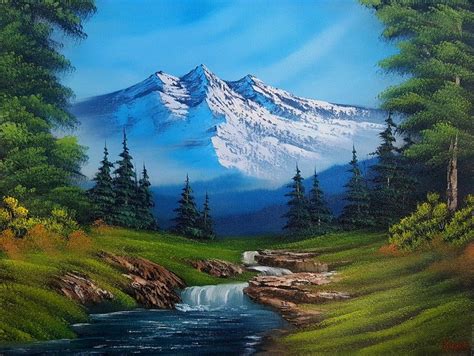 Bob Ross "Mountain Hideaway Redux" Oil 18x24 canvas | Scenery paintings ...