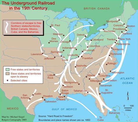 A map of the nineteenth-century Underground Railroad created in 2005 ...