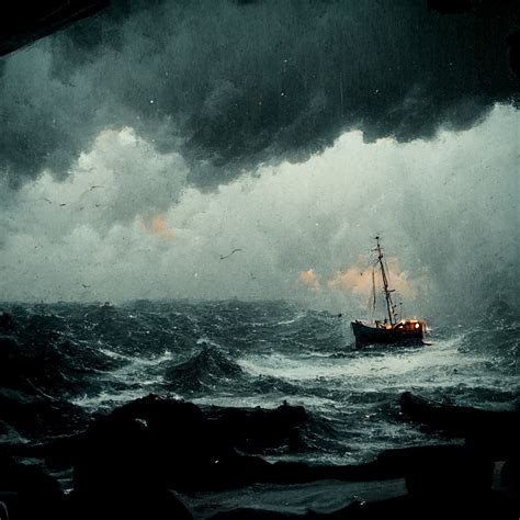 Ship In Storm At Sea