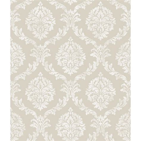 Brewster Saint Malo Beige Damask Wallpaper Sample-2734-003509SAM - The ...