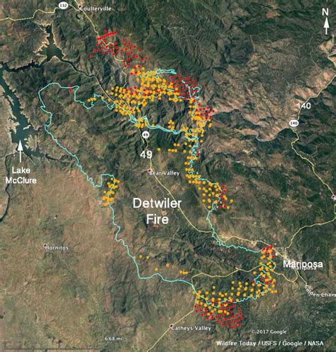 Updated Map Of Detwiler Fire Near Mariposa, Ca - Wednesday Afternoon ...