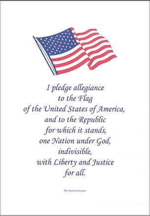 Pledge of Allegiance Certificate - American Legion Flag & Emblem