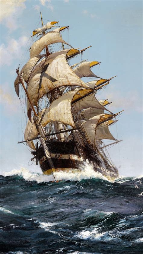 Brown and beige sail boat illustration, artwork, classic art, painting ...