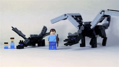 LEGO Minecraft Ender Dragon (Micromob and Minifig Scale) w/ Steve ...